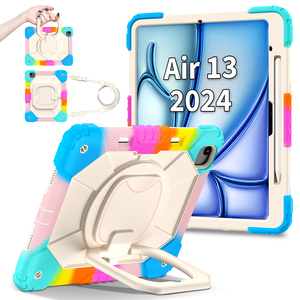 เคสซิลิโคนกันกระแทกสำหรับไอแพด เอ 16/มินิ/โปร/แอร์ ฟูล ซีรีส์ ว/360 ขาตั้งสายคล้องมือสายคล้องไหล่หลายสี - Product Image 3