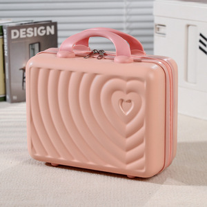 Valise de voyage mini format en forme de cœur, avec fermeture éclair et logo personnalisé, rayée, tendance, pour maquillage, bagage créatif, boîte cadeau 14 pouces - Product Image 1