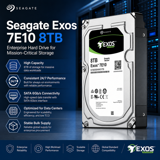 7E10 ST8000NM017B 8TB Enterprise HDD 3.5" SATA 6Gb/s 7200RPM 256MB Cache 512e Hard Drive for Server NAS Data Center