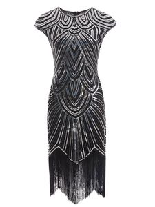 Vestido de los Años 20 sin Mangas con Lentejuelas y Flecos, Disfraz para Actuación de Danza Escénica, Estilo Gran Gatsby, <span class=keywords><strong>Charleston</strong></span>, Flapper, Ropa de Baile Latino - Product Image 2