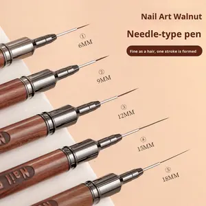 Nail Art Stylo Liner Ultra-fin Stylo de peinture professionnel Dessin au trait français Construction Spécial UV Gel Set Bois Pinceau plat - Product Image 2