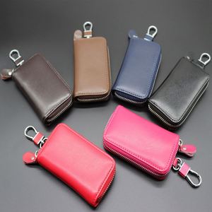 Unisex Cowhide Key Holder Zipper <b>Large</b> Capacity Multifunctional Lockable Key Holder Waterproof Fashionable Card Holder Stock - Product Image 2