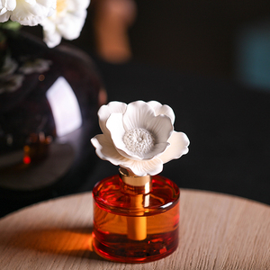 150ML Gold Round Glass <strong>Diffuser</strong> Bottle Aroma Ceramic <strong>Flower</strong> <strong>Diffuser</strong> - Product Image 3