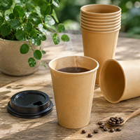 Gobelet jetable en kraft durable avec revêtement en PE, compatible micro-ondes, idéal pour les buffets de petit-déjeuner d'hôtel et la restauration