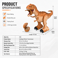 Mainan Robot Hewan Tyrannosaurus Rex Elektronik Berjalan Realistis K38 yang Laris untuk Anak-anak.