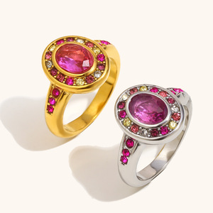 Anillos de Moda Vintage, Anillos Apilables de Lujo con Corazón Grueso, Iniciales y Piedra de Nacimiento, de Acero Inoxidable, Estilo Gótico para Mujer - Product Image 1