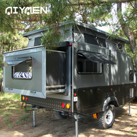 Mini caravane hybride, caravane de voyage, auvent de camping, chambre d'hiver, capacité de couchage pour 2 personnes, charge utile maximale de 2400 kg, acier