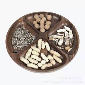 Solid Wood Dried Fruit Plate Round Storage <b>Tray</b> For <b>Snacks</b> Living Room Coffee Table Creative Nut Serving Dish - Product Image 5