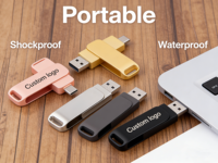 Memoria USB 2 en 1 con Carcasa Metálica Resistente y Logotipo Personalizado, Memoria USB-C Multicolor