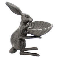 Vente en gros Mangeoire à oiseaux en fonte Lapin Bain unique Nouveau design Mangeoire à oiseaux décorative en métal pour le jardin Bain pour l'extérieur