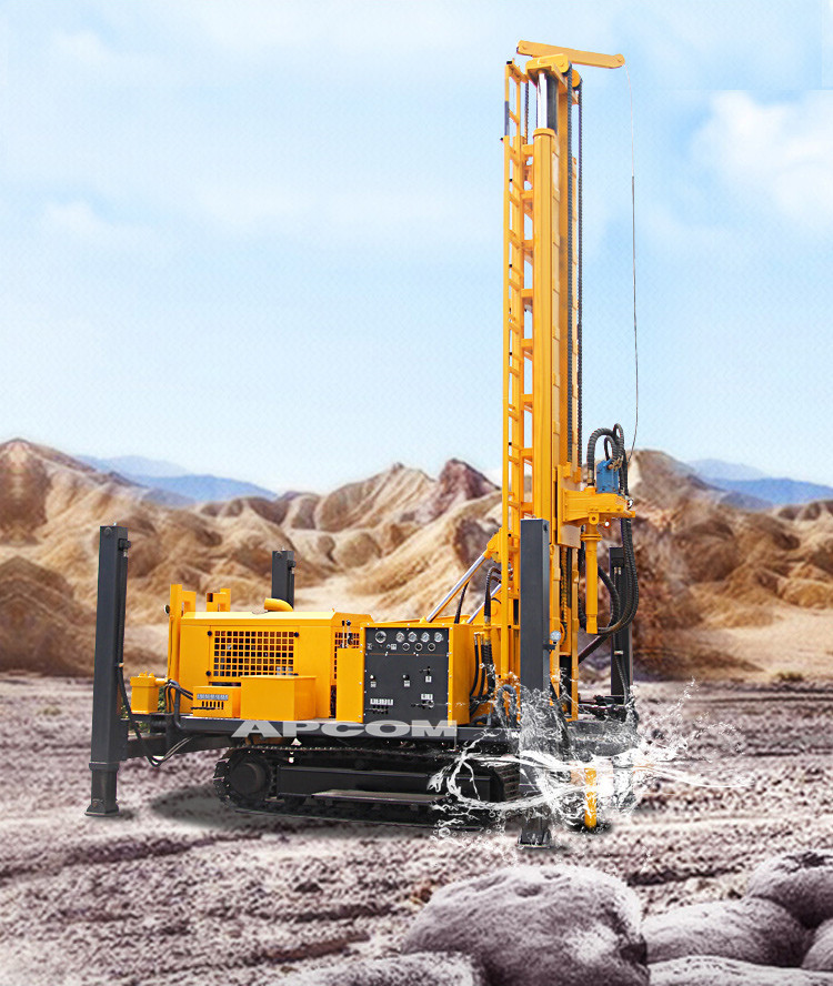 Fourrage de puits Machine APCOM 800 700 m Rotatif Chenille Montée Bien drillingrig 800m 700 m de Forage de puits d'eau plate-for