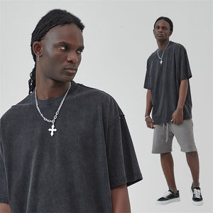 Logotipo personalizado lavado ácido Vintage 100% algodón 275GSM Streetwear gráfico camiseta Unisex ropa de punto de peso pesado - Product Image 4