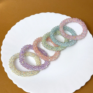 Coleteros Elásticos de Cristal Coreanos de Moda, Lazos para el Cabello con Cuentas Coloridas para Mujer - Product Image 3