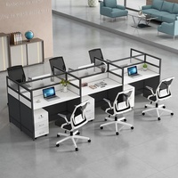 Poste de travail commercial avec chaise de bureau, combinaison de bureaux mobiles minimalistes et modernes pour 4/6 personnes, cloison de bureau pour employés, poste informatique