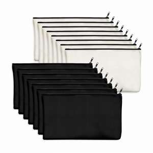 Diy Craft Makeup <b>Toiletries</b> Stationery <b>Storage</b> Pencil Case Zipper Canvas White Black Blank Cosmetic Bag - Product Image 1