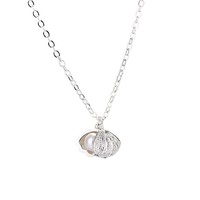 Collar con Microincrustaciones de Circonio, Elegante Colgante de Concha de Perla, Cadena de Clavícula con Diamantes, Serie Marina de Acero Inoxidable