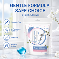 Pod Cuci Pakaian OEM ODM Paket Percobaan 5pcs Pembersih Mendalam 5D Ramah Lingkungan Perlindungan Warna Penghilang Noda Sabun Cuci Gel Grosir