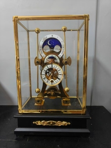 Orologio Marino Stile Inglese con Quadrante Lunare in Ottone Dorato 24K, Catena Fusee, Meccanismo Meccanico Devon/Skeleton/Grasshopper/Doppio Pendolo - Product Image 3