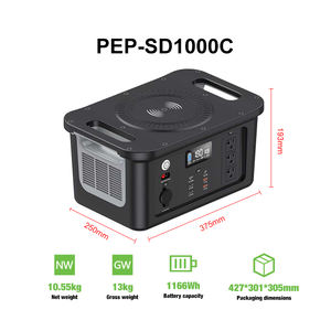 Générateur solaire hors réseau à charge rapide PD 100W, station d'alimentation portable 1000W, 1166Wh LiFePO4 QC 3.0, onde sinusoïdale pure pour utilisation en extérieur - Product Image 2