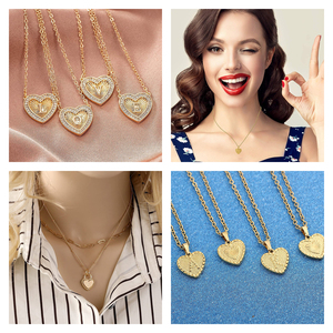 Charm Love nome personalizzato ragazze collana in acciaio inossidabile placcato oro 18 carati con lettera personalizzata cuore iniziale collana per donna - Product Image 2