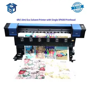 Guangzhou 1,8 m impresora Eco solvente con solo XP600 la cabeza de gran formato de la lona de la máquina de impresión de Banner de papel de etiqueta