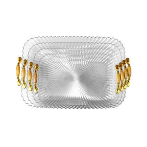 Assiettes de présentation en <span class=keywords><strong>plastique</strong></span> bon marché pour décoration de sous-assiette de mariage Assiettes de table de mariage en vrac avec poignée - Product Image 1