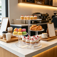 Support à gâteau rond transparent à 3 niveaux en acrylique pour la présentation de desserts lors de fêtes et dans les restaurants