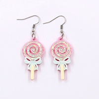 Boucles d'oreilles pendantes en acrylique découpées au laser, motif créatif coquillage géométrique, goutte d'eau, pompon coloré, pour femmes et jeunes filles, vente en gros
