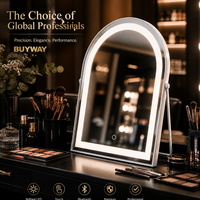 Grand miroir de maquillage LED arqué avec haut-parleur Bluetooth, 3 couleurs réglables, commande tactile, miroir de salon de beauté, vente en gros