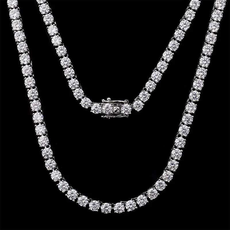 Provence Men's Diamond Tennis Chain, 3mm/6mm Men's Bracelet Necklace, 10k White Gold Finish, Full Diamond Cut Prong Setting