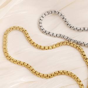 New Square Rolo Rändelung Edelstahl kette Vakuum beschichtete diamant karierte Herren schmuck kette - Product Image 3