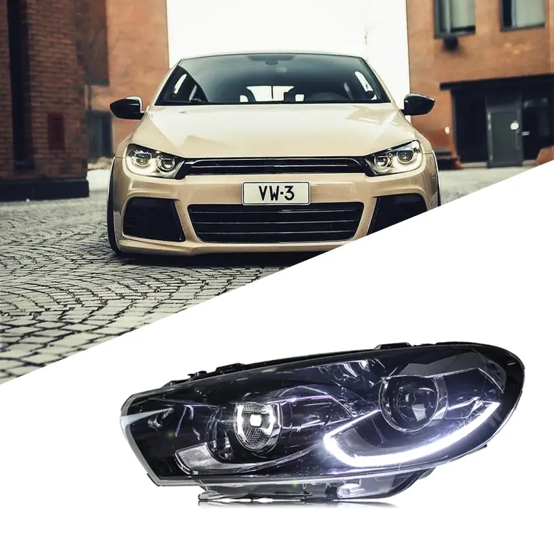 Phare avant pour VW Scirocco 2009-2017 Upgrade High Configuration Dual Lens Xenon LED Daytime Running Lights