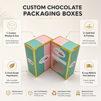 Boîte cadeau en papier à fermeture automatique personnalisée avec fenêtre en PET, bord doré, pliable, pour emballage alimentaire, chocolat, bonbons