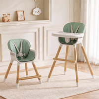 Chaise haute pour bébé Clafbebe, pieds en bois de hêtre simple, chaise de repas, deux positions, pour l'alimentation du bébé, housse de siège facile à nettoyer