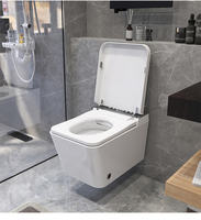 WC mural intelligent en céramique avec télécommande et siège chauffant, cuvette allongée, drainage S-Trap/P-Trap