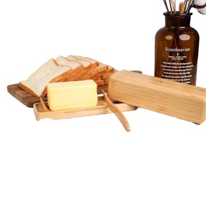 Boîte à beurre en bambou avec couvercle et couteau, couleur bois naturel, boîte de rangement en bois massif pour la cuisine - Product Image 5
