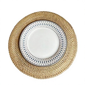 High Quality Beige Rattan Charger Plate Round Wicker Charger Handwoven Natural Placemat Elegant Dining Wedding Table Decoration - Product Image 1