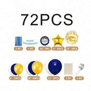 Globos decorativos en arco, azul, blanco, dorado, decoraciones de pared para fiestas de plástico, 1 unidad - Product Image 6