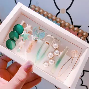 Conjunto de accesorios para el cabello para mujer, horquillas de mármol con perlas coreanas, clip para el pelo de moda, gran oferta