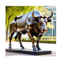 Sculpture de taureau en bronze sur mesure en aluminium coulé avec procédé de cire perdue pour le jardin Aongking