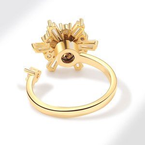 Anillos giratorios de copo de nieve con circonitas pavé, chapados en oro sobre cobre, para mujer, resistentes al deslustre, anillos antiestrés, joyería para la ansiedad - Product Image 4