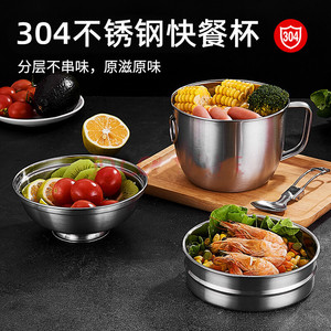 Stainless Steel <b>Lunch</b> <b>Box</b> With Lid Round 304 Food Container For Students And Office Use - Product Image 2