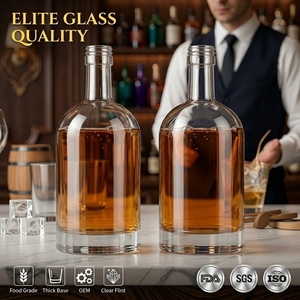Botella de Licor de Vidrio Redonda en Forma de Campana de Lujo Solent, 750 ml, Base Gruesa, Decantador de Bebidas Espirituosas, Venta al por Mayor, Proveedor de Fábrica, Fabricante - Product Image 1
