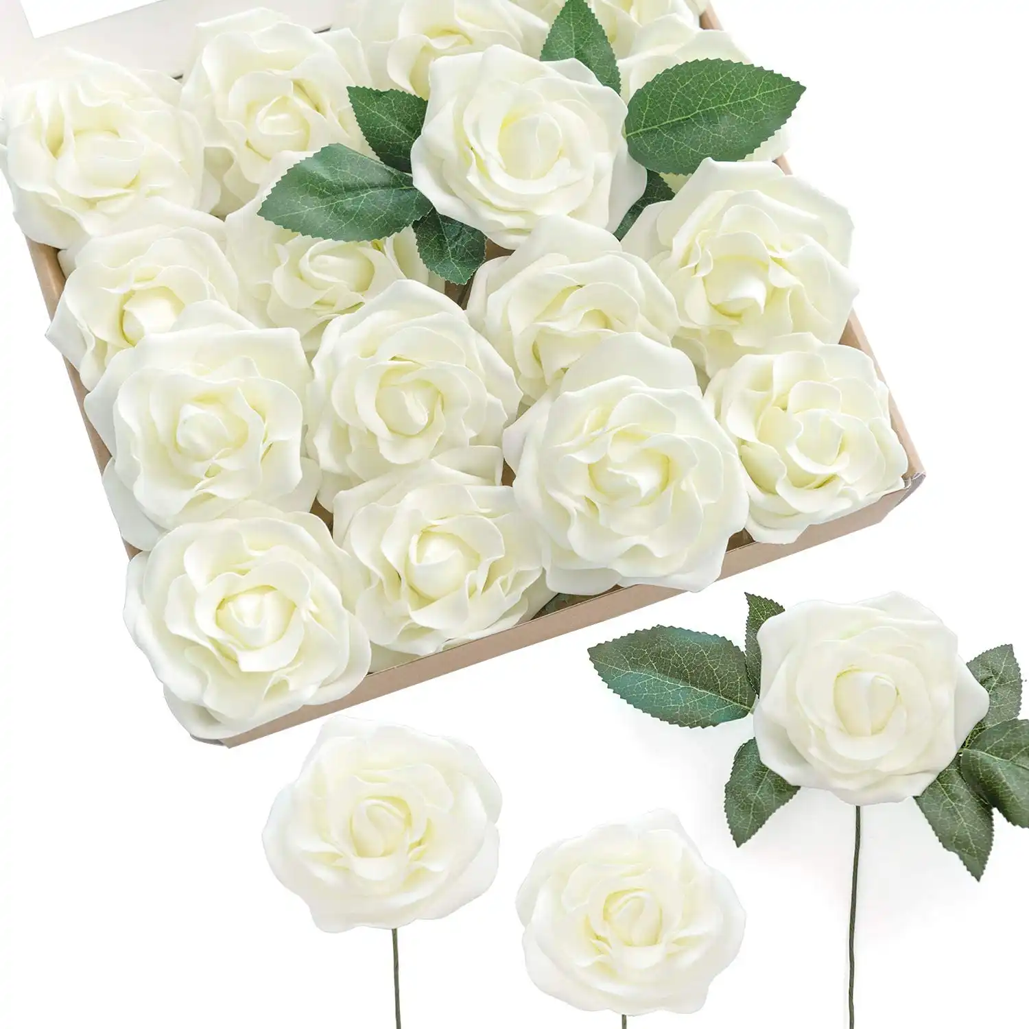 Flores de rosa artificiais, rosas de espuma artificial de marfim para decorar escada, flores de mesa de casamento, decoração de flores para festa