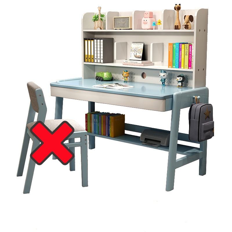 โต๊ะทำงานเดี่ยวสีฟ้าสีขาว