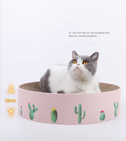 Tempat tidur kucing bulat mebel kardus bergelombang dengan fitur sederhana berkelanjutan untuk kucing tidur menggaruk Catnip
