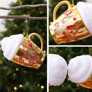Ornement de Noël en forme de tasse avec dessus en mousse LINGKAI, lettre en relief, pendentif suspendu pour arbre de Noël, décoration festive des fêtes - Product Image 4