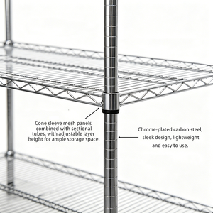 Scaffalatura Resistente a 5 Ripiani Regolabili <span class=keywords><strong>in</strong></span> <span class=keywords><strong>Acciaio</strong></span> <span class=keywords><strong>Cromato</strong></span> Durevole per Uso Industriale, Domestico, Magazzino e Esposizione - Product Image 3