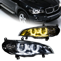 Adapté aux modèles BMW X5 E70 2007-2013, ensemble de phares pour feux de jour à LED bicolores Angel Eyes et modification des clignotants
