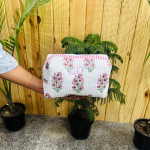 Great Price Handmade Floral Cotton Down <b>Zip</b> Makeup Bag Bridesmaid Gifts Proposal Cosmetic Bag Women Cosmetic Bags - Product Image 1